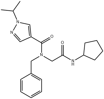 1H-Pyrazole-4-carboxamide,N-[2-(cyclopentylamino)-2-oxoethyl]-1-(1-methylethyl)-N-(phenylmethyl)-(9CI) 구조식 이미지