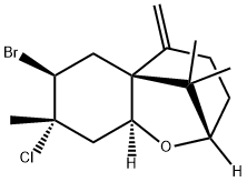 (2S)-2,3,4,5,7,8,9,9aβ-Octahydro-7α-bromo-8β-chloro-8,10,10-trimethyl-5-methylene-6H-2α,5aα-methano-1-benzoxepin 구조식 이미지