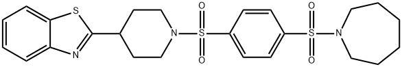 1H-Azepine,1-[[4-[[4-(2-benzothiazolyl)-1-piperidinyl]sulfonyl]phenyl]sulfonyl]hexahydro-(9CI) Structure