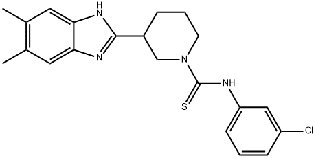 1-Piperidinecarbothioamide,N-(3-chlorophenyl)-3-(5,6-dimethyl-1H-benzimidazol-2-yl)-(9CI) 구조식 이미지