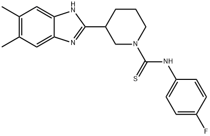 1-Piperidinecarbothioamide,3-(5,6-dimethyl-1H-benzimidazol-2-yl)-N-(4-fluorophenyl)-(9CI) Structure