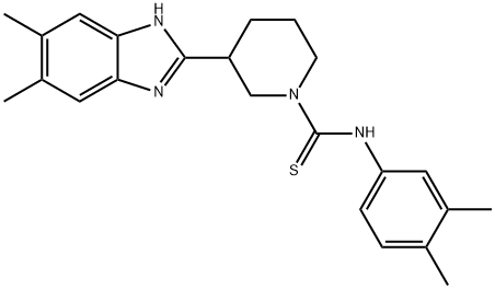 1-Piperidinecarbothioamide,3-(5,6-dimethyl-1H-benzimidazol-2-yl)-N-(3,4-dimethylphenyl)-(9CI) 구조식 이미지
