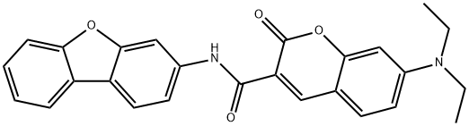 2H-1-Benzopyran-3-carboxamide,N-3-dibenzofuranyl-7-(diethylamino)-2-oxo-(9CI) 구조식 이미지