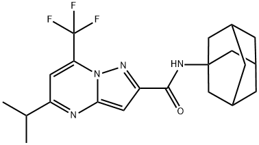 Pyrazolo[1,5-a]pyrimidine-2-carboxamide, 5-(1-methylethyl)-N-tricyclo[3.3.1.13,7]dec-1-yl-7-(trifluoromethyl)- (9CI) Structure
