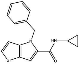 4H-Thieno[3,2-b]pyrrole-5-carboxamide,N-cyclopropyl-4-(phenylmethyl)-(9CI) Structure