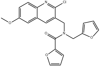 2-Furancarboxamide,N-[(2-chloro-6-methoxy-3-quinolinyl)methyl]-N-(2-furanylmethyl)-(9CI) 구조식 이미지