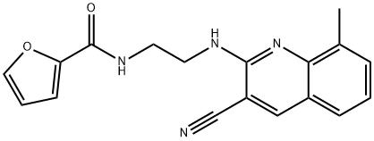 2-Furancarboxamide,N-[2-[(3-cyano-8-methyl-2-quinolinyl)amino]ethyl]-(9CI) Structure