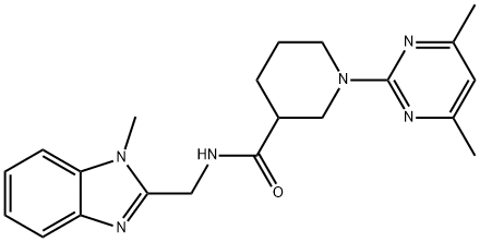 3-Piperidinecarboxamide,1-(4,6-dimethyl-2-pyrimidinyl)-N-[(1-methyl-1H-benzimidazol-2-yl)methyl]-(9CI) Structure