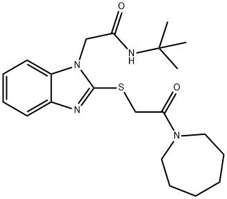 1H-Benzimidazole-1-acetamide,N-(1,1-dimethylethyl)-2-[[2-(hexahydro-1H-azepin-1-yl)-2-oxoethyl]thio]-(9CI) 구조식 이미지