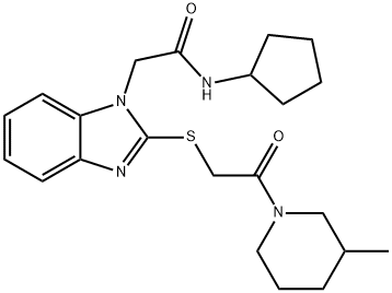 1H-Benzimidazole-1-acetamide,N-cyclopentyl-2-[[2-(3-methyl-1-piperidinyl)-2-oxoethyl]thio]-(9CI) 구조식 이미지