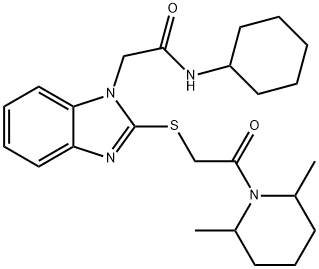 1H-Benzimidazole-1-acetamide,N-cyclohexyl-2-[[2-(2,6-dimethyl-1-piperidinyl)-2-oxoethyl]thio]-(9CI) 구조식 이미지