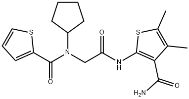 2-Thiophenecarboxamide,N-[2-[[3-(aminocarbonyl)-4,5-dimethyl-2-thienyl]amino]-2-oxoethyl]-N-cyclopentyl-(9CI) Structure