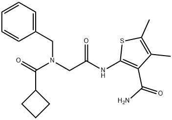 3-Thiophenecarboxamide,2-[[[(cyclobutylcarbonyl)(phenylmethyl)amino]acetyl]amino]-4,5-dimethyl-(9CI) 구조식 이미지