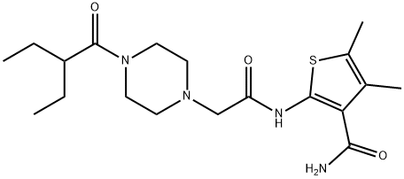 1-Piperazineacetamide,N-[3-(aminocarbonyl)-4,5-dimethyl-2-thienyl]-4-(2-ethyl-1-oxobutyl)-(9CI) Structure