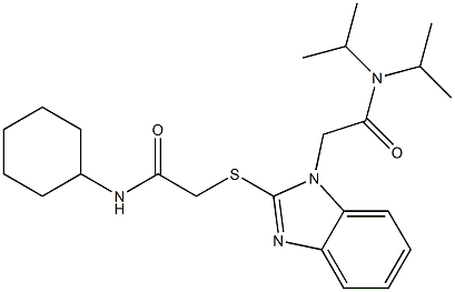 1H-Benzimidazole-1-acetamide,2-[[2-(cyclohexylamino)-2-oxoethyl]thio]-N,N-bis(1-methylethyl)-(9CI) 구조식 이미지