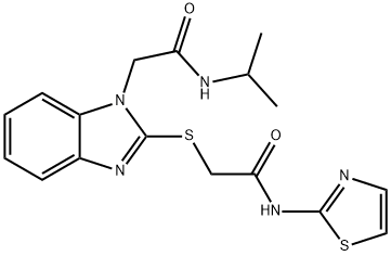 1H-Benzimidazole-1-acetamide,N-(1-methylethyl)-2-[[2-oxo-2-(2-thiazolylamino)ethyl]thio]-(9CI) Structure