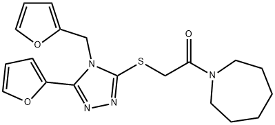 1H-Azepine,1-[[[5-(2-furanyl)-4-(2-furanylmethyl)-4H-1,2,4-triazol-3-yl]thio]acetyl]hexahydro-(9CI) 구조식 이미지