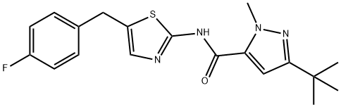 1H-Pyrazole-5-carboxamide,3-(1,1-dimethylethyl)-N-[5-[(4-fluorophenyl)methyl]-2-thiazolyl]-1-methyl-(9CI) 구조식 이미지
