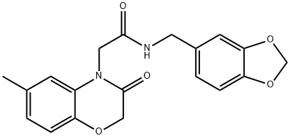 4H-1,4-Benzoxazine-4-acetamide,N-(1,3-benzodioxol-5-ylmethyl)-2,3-dihydro-6-methyl-3-oxo-(9CI) 구조식 이미지