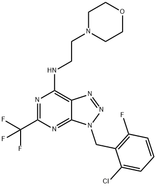 3H-1,2,3-Triazolo[4,5-d]pyrimidin-7-amine,3-[(2-chloro-6-fluorophenyl)methyl]-N-[2-(4-morpholinyl)ethyl]-5-(trifluoromethyl)-(9CI) 구조식 이미지
