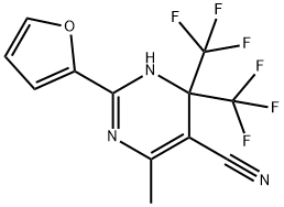 5-Pyrimidinecarbonitrile,2-(2-furanyl)-1,4-dihydro-6-methyl-4,4-bis(trifluoromethyl)-(9CI) 구조식 이미지