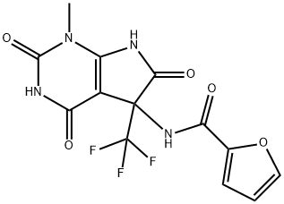 2-Furancarboxamide,N-[2,3,4,5,6,7-hexahydro-1-methyl-2,4,6-trioxo-5-(trifluoromethyl)-1H-pyrrolo[2,3-d]pyrimidin-5-yl]-(9CI) 구조식 이미지
