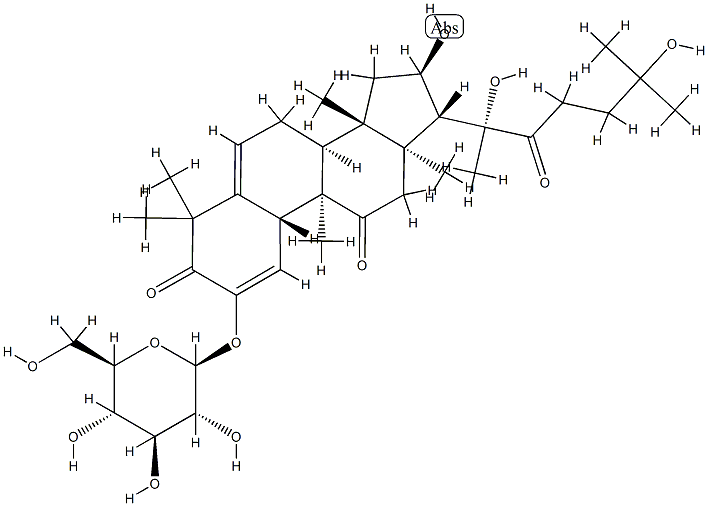 (10α)-2-(β-D-Glucopyranosyloxy)-9β-methyl-16α,20,25-trihydroxy-19-norlanosta-1,5-diene-3,11,22-trione 구조식 이미지