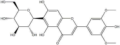 6-(β-D-Glucopyranosyl)-5,7-dihydroxy-2-(4-hydroxy-3,5-dimethoxyphenyl)-4H-1-benzopyran-4-one 구조식 이미지