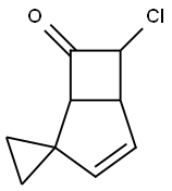 Spiro[bicyclo[3.2.0]hept-3-ene-2,1-cyclopropan]-7-one,  6-chloro-,  (1-alpha-,5-alpha-,6-bta-)-  (9CI) 구조식 이미지