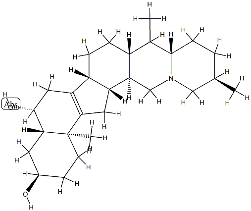 (5α,25α)-8,9-Didehydrocevane-3α,6β-diol 구조식 이미지