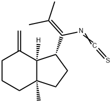 (1R,7aα)-Octahydro-1α-(1-isothiocyanato-2-methyl-1-propenyl)-3aα-methyl-7-methylene-1H-indene 구조식 이미지