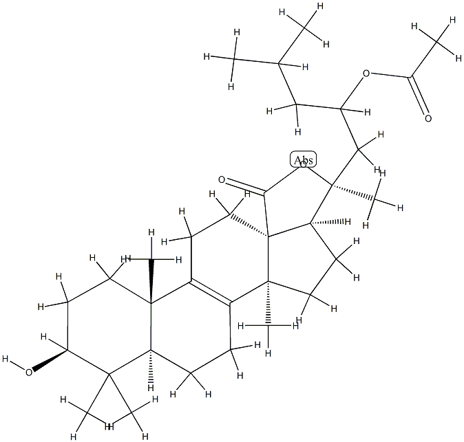 23-Acetoxy-3β,20-dihydroxy-5α-lanost-8-en-18-oic acid γ-lactone 구조식 이미지