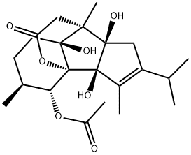(3aR)-3a,4,5,6,7,7a,8,8a-Octahydro-3aβ,7aβ,8aβ-trihydroxy-4α-acetoxy-3,5β,8-trimethyl-2-isopropyl-1H-3bα,8α-(epoxyethano)cyclopent[a]inden-10-one Structure