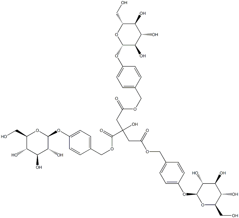 Citric acid tris(p-β-D-glucopyranosyloxybenzyl) ester 구조식 이미지