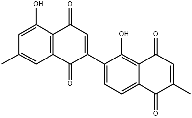 1',5-Dihydroxy-6',7-dimethyl-2,2'-binaphthalene-1,4,5',8'-tetrone 구조식 이미지