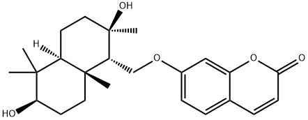 7-[[(1S,4aβ)-Decahydro-2α,6α-dihydroxy-2,5,5,8aα-tetramethylnaphthalen-1β-yl]methoxy]-2H-1-benzopyran-2-one 구조식 이미지