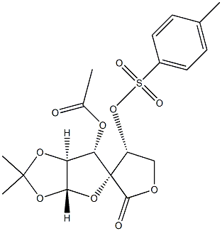 (3R,3a'R,4R,6'S,6a'S)-6'-Acetyloxy-2',2'-dimethyl-4-[[(4-methylphenyl)sulfonyl]oxy]tetrahydrospiro[furan-3(2H),5'(3'aH)-furo[2,3-d][1,3]dioxol]-2-one 구조식 이미지