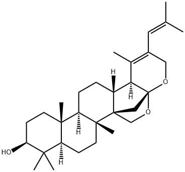 (18α)-17α,27-Epoxy-20-(2-methyl-1-propenyl)-D,28,30-trinor-22-oxaurs-19-en-3β-ol 구조식 이미지