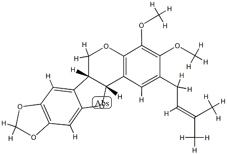 (6aR)-6aα,12aα-Dihydro-3,4-dimethoxy-2-(3-methyl-2-butenyl)-6H-[1,3]dioxolo[5,6]benzofuro[3,2-c][1]benzopyran 구조식 이미지