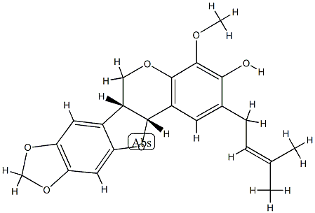 (6aR)-6aα,12aα-Dihydro-4-methoxy-2-(3-methyl-2-butenyl)-6H-[1,3]dioxolo[5,6]benzofuro[3,2-c][1]benzopyran-3-ol 구조식 이미지