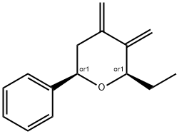 2H-Pyran,2-ethyltetrahydro-3,4-bis(methylene)-6-phenyl-,(2R,6R)-rel-(9CI) Structure