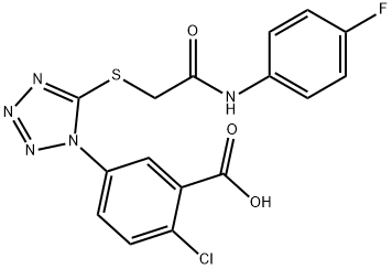 2-chloro-5-(5-{[2-(4-fluoroanilino)-2-oxoethyl]sulfanyl}-1H-tetraazol-1-yl)benzoic acid Structure