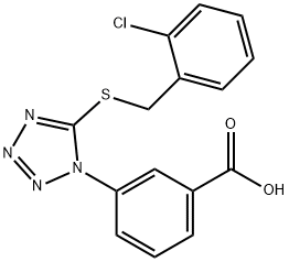 3-{5-[(2-chlorobenzyl)sulfanyl]-1H-tetraazol-1-yl}benzoic acid Structure