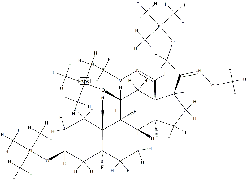 20-(Methoxyimino)-3β,11β,21-tris(trimethylsiloxy)-5α-pregnan-18-al O-methyl oxime 구조식 이미지