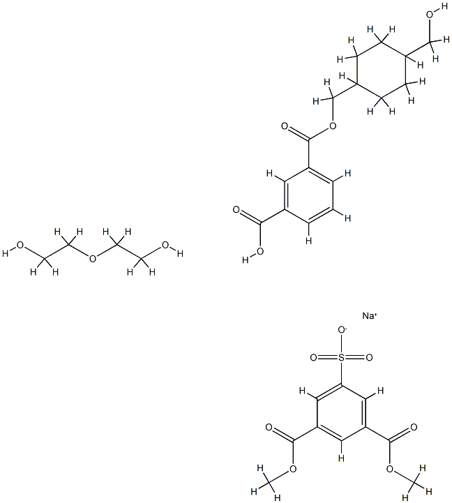 1,3-벤젠디카르복실산,5-술포-,1,3-디메틸에스테르,나트륨염,1,3-벤젠디카르복실산,1,4-시클로헥산디메탄올및2,2'-옥시비스[에탄올]중합체 구조식 이미지