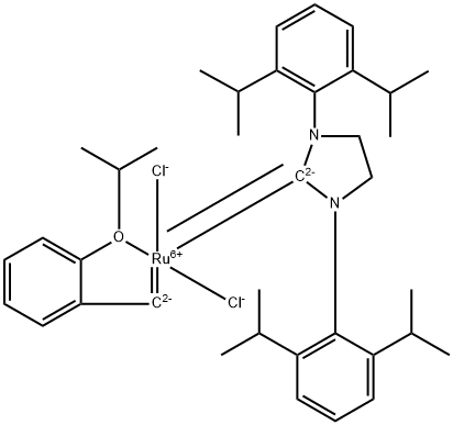 Dichloro[1,3-bis(2,6-isopropylphenyl)-2-imidazolidinylidene](2-isopropoxyphenylmethylene)ruthenium(II) Structure
