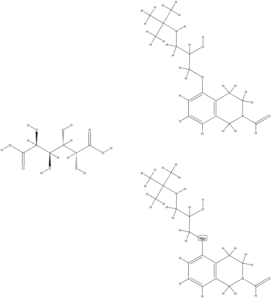 galactaric acid, compound with 5-[3-[tert-butylamino]-2-hydroxypropoxy]-3,4-dihydro-1H)-isoquinoline-2-carbaldehyde (1:2) Structure