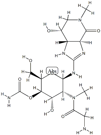 (3aS)-2-[[2-[(Aminoacetyl)methylamino]-4-O-aminocarbonyl-2-deoxy-β-D-glucopyranosyl]amino]-1,3aβ,5,6,7,7aα-hexahydro-7β-hydroxy-5-methyl-4H-imidazo[4,5-c]pyridin-4-one Structure