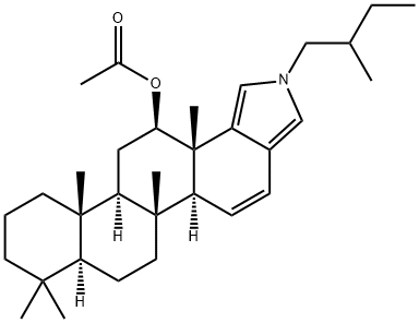 4,4,8-Trimethyl-1'-(2-methylbutyl)-1'H-D-homo-5α-androstano[17,17a-c]pyrrol-15-en-12β-ol acetate 구조식 이미지