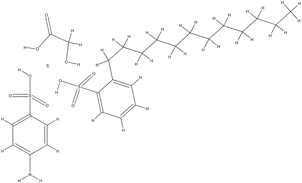 (dodecylbenzenesulphonato-O)[hydroxyacetato(2-)-O1,O2][sulphanilato-O]titanium  Structure